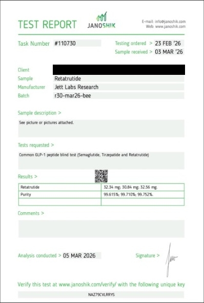 Retatrutide 30 mg privacy-redacted report